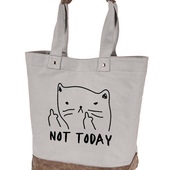Not today quality canvas tote bag by Authentic pigment - Picture 1 of 5